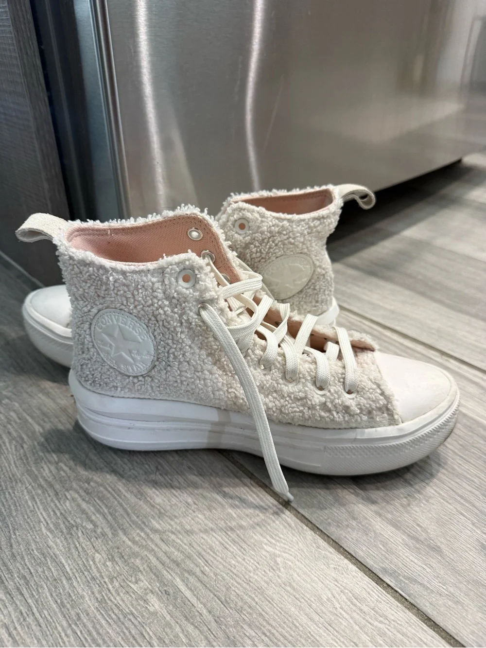 Women’s Sherpa Cream High-Top Plush Sneakers